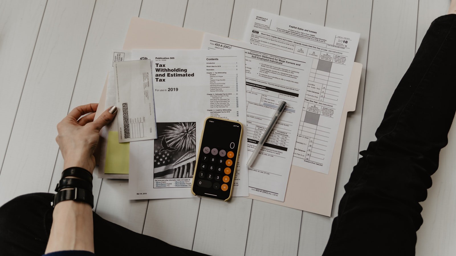 Calculator and notebook for financial planning